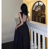 A line Scoop Neckline Black Backless Prom Dresses Birthday Outfits Evening Gown SD913