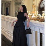 A line Scoop Neckline Black Backless Prom Dresses Birthday Outfits Evening Gown SD913