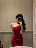 Mermaid Spaghetti Straps Red Prom Dresses Birthday Outfits Evening Gown SD927