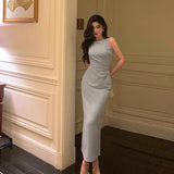 Sheath Scoop Neckline Blue Prom Dresses Birthday Outfits Evening Gown SD929