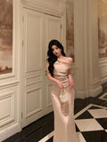 Mermaid One Shoulder Satin Champagne Prom Dresses Long Birthday Outfits Evening Gown SD934