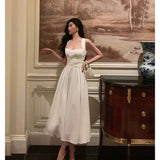 A line Square Neckline Ivory Prom Dresses Birthday Outfits Evening Gown SD939