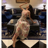 A line Spaghetti Straps Pink Floral Prom Dresses Birthday Outfits Evening Gown SD944