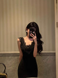 Sheath V Neckline Black Long Prom Dresses Birthday Outfits Evening Gown SD971