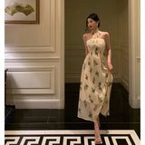 A Line Halter Floral Prom Dresses Birthday Outfits Evening Gown SD974