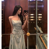 A Line Spaghetti Straps Green Floral Ruffles Prom Dresses Birthday Outfits Evening Gown SD982