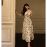 A Line Straps Floral Chiffon Ruffles Prom Dresses Birthday Outfits Evening Gown SD986