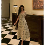 A Line Straps Floral Chiffon Ruffles Prom Dresses Birthday Outfits Evening Gown SD986