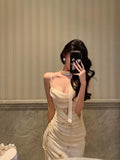 Sheath Spaghetti Straps Ivory Floral Prom Dresses Birthday Outfits Evening Gown SD998