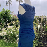 Fashion Mermaid V Neckline Navy Blue Floor Length Evening Dress Prom Dresses HZ0628