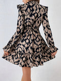 Neck Flounce Sleeve Dress DJPT