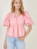 Sleeve Peplum Blouse DJPT