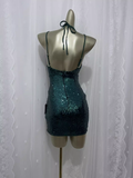 Sheath Green Sequin Travel Vacation Dress Short Birthday Dress SD0065