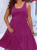 Size Tiered Scoop Neck Tank Dress DJPT