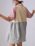 Mixed Gingham Shirt Dress DJPT
