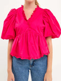 Sleeve Peplum Blouse DJPT