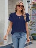 Neck Ruffled Layered Sleeve Blouse DJPT