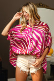 Zebra Dolman Silky Satin Shirt Top DJPT