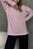 Neck Striped Dropped Shoulder T-Shirt DJPT