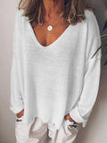 Size V-Neck Drop Shoulder Long Sleeve T-Shirt Plus Size DJPT