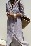 Button Up Three-Quarter Sleeve Dress DJPT