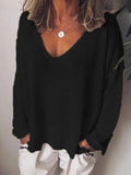 Size V-Neck Drop Shoulder Long Sleeve T-Shirt Plus Size DJPT