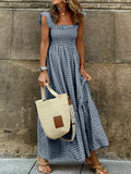 Gingham Maxi Dress with Ruffle Straps DJPT