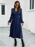 Neck Long Sleeve Midi Dress DJPT