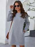 Lane Round Neck Long Sleeve Mini Dress with Pockets DJPT