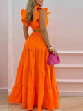 Size Ruffled Cami and Tiered Maxi Skirt Set Plus Size DJPT