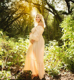 Ruffle High Waist Falbala Boho Flowy Long Sleeve Plus Size Baby Shower Maternity Photoshoot Midi Dress Maternity