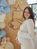 Knit Solid Color Elegant Photoshoot Baby Shower Maternity Maxi Sweater Dress Maternity