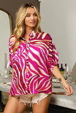 Zebra Dolman Silky Satin Shirt Top DJPT