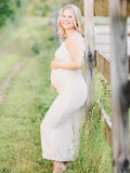 Ivory Lace Two Piece Set Side Slit V-neck Cami Maxi Dress And Crop Cardigan Elegant Going Out Maternity Photoshoot Baby Shower Maxi Dress Maternity