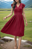 Tied Smocked Waist Flutter Sleeve Dress DJPT