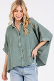 Mineral Wash Gauze Dolman Sleeve Button Down Shirt DJPT
