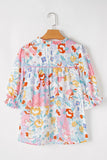 Flower Print Half Puff Sleeve Blouse DJPT