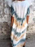 Size Tie-Dye V-Neck Midi Dress with Pockets Plus Size DJPT
