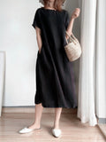 Size Casual Round Neck Midi Dress Plus Size DJPT