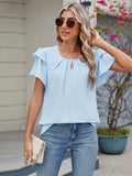 Neck Ruffled Layered Sleeve Blouse DJPT