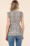 Leopard Print Ruffle Smock Blouse DJPT