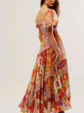 Sweetheart Neck Puff Sleeve Maxi Dress DJPT