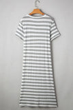 Striped V-Neck Midi T-Shirt Dress DJPT