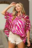 Zebra Dolman Silky Satin Shirt Top DJPT