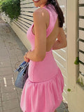 Bubble Hem Sleeveless Mini Dress DJPT