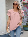 Neck Ruffled Layered Sleeve Blouse DJPT