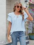 Neck Ruffled Layered Sleeve Blouse DJPT