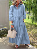 Size Tiered Button-Front Maxi Shirt Dress Plus Size DJPT