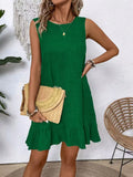 Hem Round Neck Sleeveless Dress DJPT
