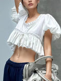 Sleeve Ruffle Crop Blouse DJPT